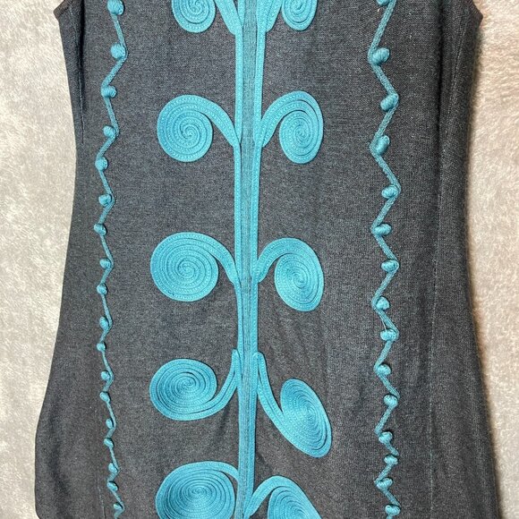 NIC+ZOE Charcoal and Teal Sleeveless Cardigan - Picture 6 of 10